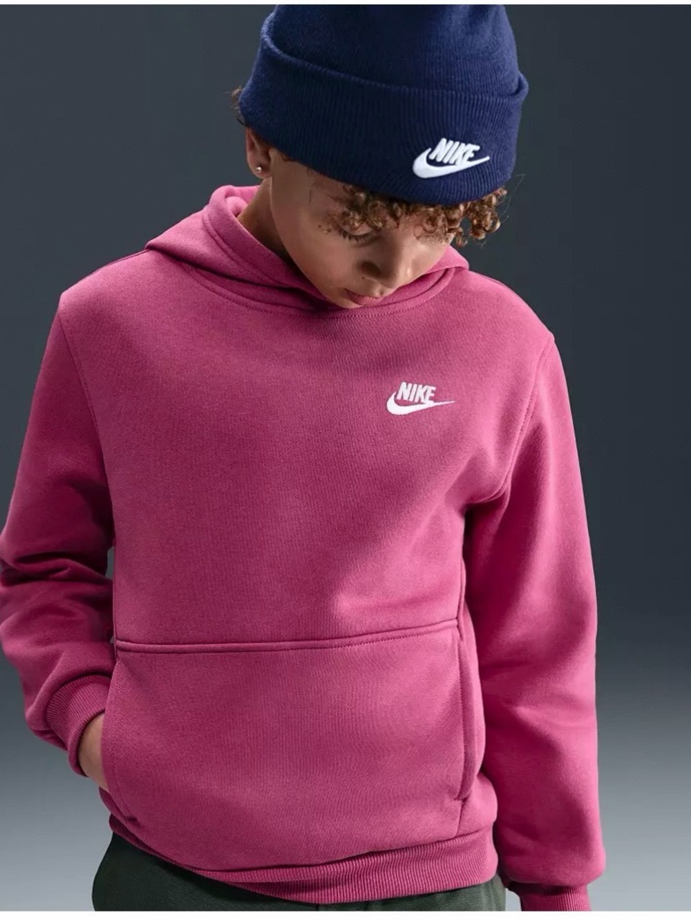 Nike Kids' Fit Sportswear Club Fleece Hoodie Jogger Set Size M Unisex Pink